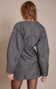 Grey Cinched Waist Cocoon Sleeve Blazer