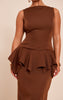 Shape Chocolate Boat Neck Dropped Hem Maxi Dress