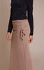 Sand Brushed Rib Ruched Detail Maxi Skirt