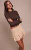 Oatmeal Soft Knit Pleated Mini Skirt