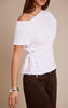 White Cotton Tie Waist Detail T Shirt