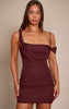 Plum Woven Drape Mini Dress