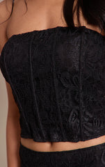 Black Lace Boned Bandeau Corset Top