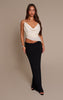 Black Slinky Knot Fold Over Detail Maxi Skirt