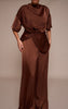 Plus Chocolate Satin Wide Leg Pants