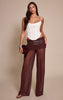 Chocolate Mesh Extreme Fold Over Flared Leg Pant