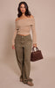 Petite Fluffy Beige Bardot Knitted Sweater
