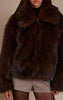 Chocolate Oversized Collar Faux Fur Coat