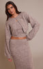 Taupe Knitted Extreme Cropped Cardigan