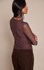 Chocolate Mesh Cowl Long Sleeve Top