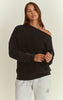Charcoal Acid Wash Oversized Off Shoulder Sweatshirt