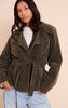 Khaki Faux Suede Belted Jacket