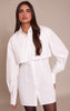White Overlay Detail Long Sleeve Shirt Dress