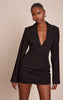 Black Woven Wrap Hem Blazer Dress