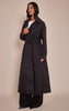 Tall Black Tie Waist Trench Coat