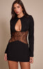 Black Lace Cut Out Detail Mini Dress