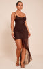 Shape Chocolate Twist Front Asymetrical Hem Maxi Dress