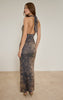 Dark Brown Snake Printed Slinky Mid Rise Maxi Skirt