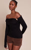 Black Long Sleeve Twist Shoulder Detail Knitted Top