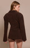 Chocolate Suede Cinch Waist Blazer