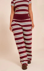 Shape Burgundy Striped Straight Leg Pant
