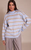 Brown Striped Brushed Knit Sweater