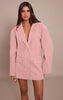 Pink Faux Suede Structured Blazer Dress