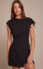Black Button Detail Cap Sleeve Shift Dress