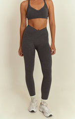 Charcoal Seamless Marl Cross Front Legging