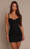 Black Woven Corset Detail Mini Bodycon Dress