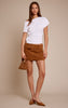 Camel Faux Suede Belt Mini Skirt