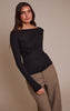 Black Soft Touch Drape Detail Long Sleeve Top