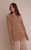 Brown Faux Suede Pocket Detail Cinched Waist Blazer