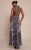 Printed Satin Cowl Neck Maxi Dress