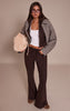 Chocolate Brushed Waffle Rib Skinny Flare Pant