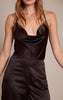 Chocolate Satin Cowl Cross Back Jumpsuit