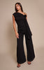 Black Chiffon Corsage Detail Wide Leg Jumpsuit