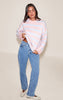 Pink Striped Brushed Knit Sweater