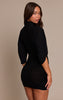 Black Ruched Wrap Bodycon Mini Dress
