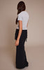 Black Brushed Rib Ruched Detail Maxi Skirt