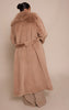 Plus Mushroom Faux Fur Self Tie Oversized Coat
