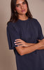 Navy Cotton Basic Oversized T-shirt