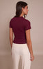 Wine Soft Rib Crew Neck Short Sleeve Top