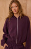 Plum Cotton Fleece Bomber Jacket