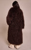 Petite Chocolate Faux Mongolian Fur Collarless Maxi Coat