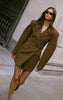 Chocolate Wool Look Structured Blazer Dress