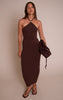 Dark Chocolate Halter Neck Trim Detail Maxi Dress