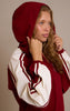 Red Shell Contrast Stripe Hooded Track Jacket