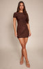 Chocolate Slinky Drape Cut Out Mini Dress