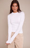 White Soft Rib Crew Neck Long Sleeve Top